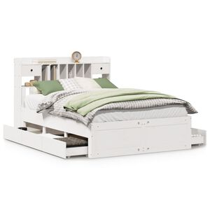 vidaXL Bed met boekenkast zonder matras grenenhout wit 140x190 cm