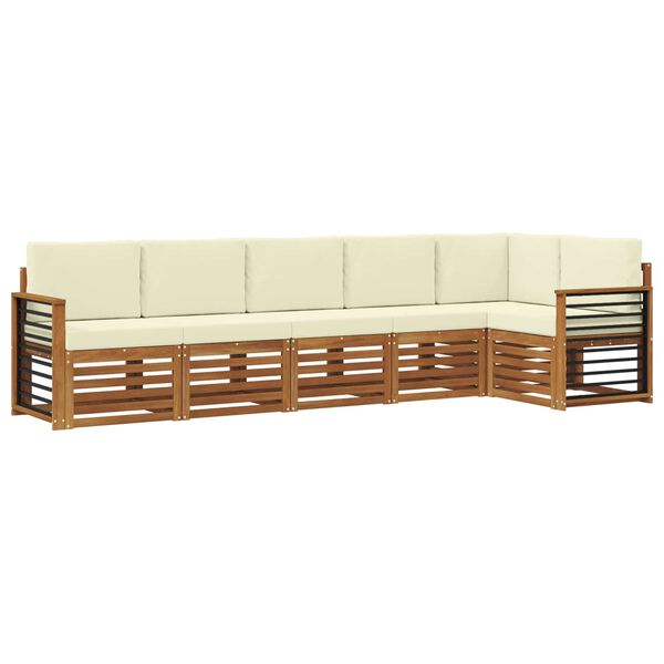 vidaXL Sofa-Sets 6 pcs Natuurlijk en Cr&egrave;me Massief Acaciahout
