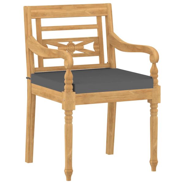 vidaXL Stoelen Batavia 4 st met kussens massief teakhout