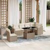 vidaXL 7-delige Loungeset met kussens poly rattan beige