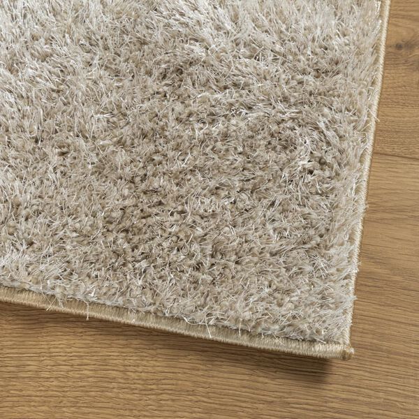 vidaXL Vloerkleed ISTAN hoogpolig glanzend 80x150 cm beige