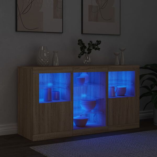 vidaXL Dressoir met LED-verlichting 123x37x67 cm sonoma eikenkleurig