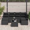 vidaXL Bankstel met kussen 7 pcs Zwart poly rattan