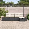 vidaXL Tuin Sofa Set met kussen 5 pcs Zwart Poly riet