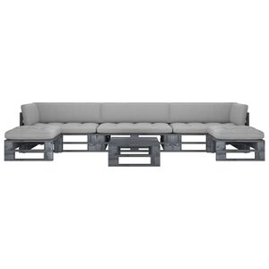 vidaXL 6-delige Loungeset pallet met kussens grijs ge&iuml;mpregneerd hout