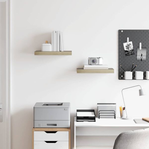 vidaXL Wandschappen zwevend 2 st 40x23x3,8 cm MDF eikenkleurig