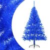 vidaXL Kunstkerstboom met standaard half 150 cm PVC blauw