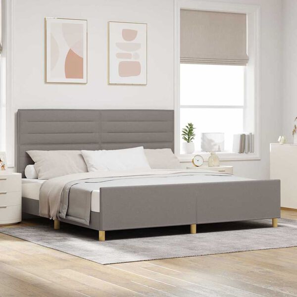 vidaXL Bedframe met hoofdeinde Taupe 200 x 200 cm Stof