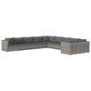 vidaXL 10-delige Loungeset met kussens poly rattan grijs