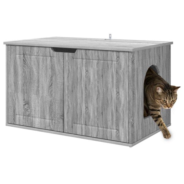 vidaXL Kattenhuis Grijs Sonoma 85 x 55 x 50,5 cm Bewerkt hout