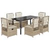 vidaXL 7-delige Tuinset met kussens poly rattan beige