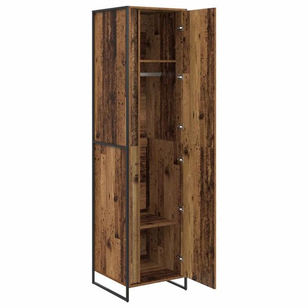 vidaXL Warderobe 2 pcs Oud Hout 50 x 50 x 200 cm Bewerkt hout