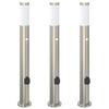 vidaXL Bolderverlichting met sensor en stopcontact 3 stuks 80 cm roestvrij staal IP44