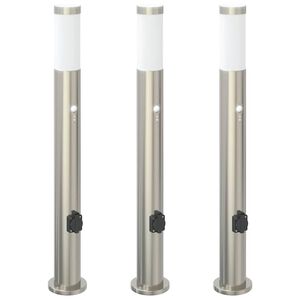 vidaXL Bolderverlichting met sensor en stopcontact 3 stuks 80 cm