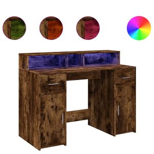 vidaXL Bureau met LED-verlichting 120x55x91 cm hout gerookt eikenkleur