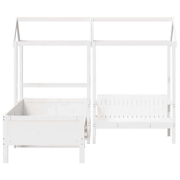 vidaXL Kinderbed met huisje en bankje massief grenenhout wit 90x190 cm