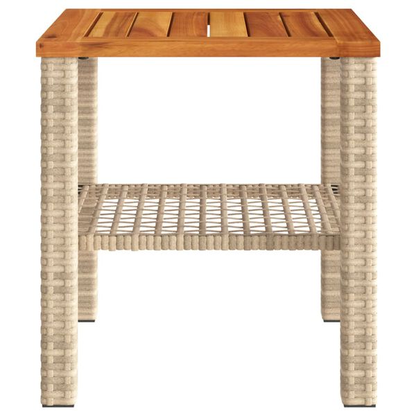 vidaXL Tuintafel 40x40x42 cm poly rattan en acaciahout beige
