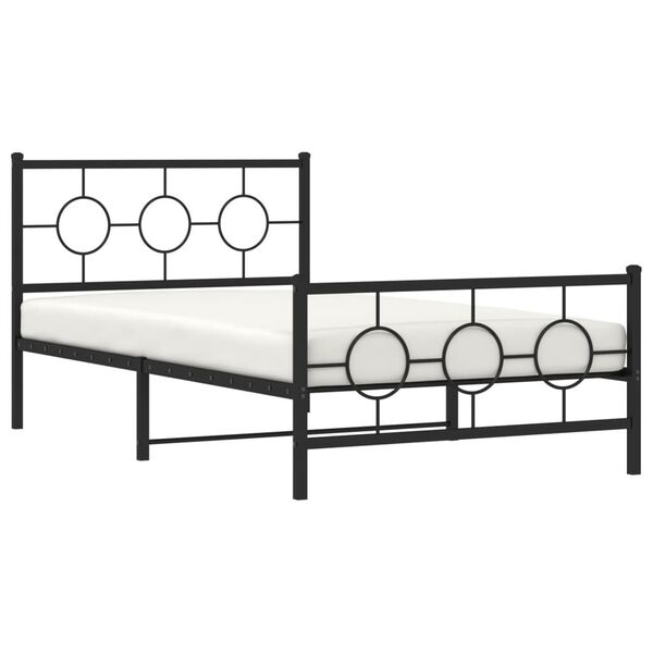 vidaXL Bedframe met hoofd- en voeteneinde metaal zwart 107x203 cm