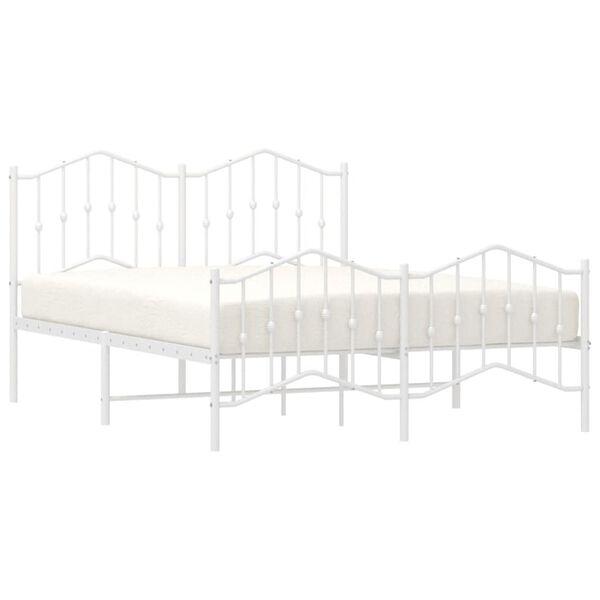 vidaXL Bedframe met hoofd- en voeteneinde metaal wit 135x190 cm