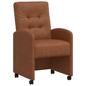 vidaXL Eetkamerstoelen met Wieltjes 2 st Kunstleer Bruin