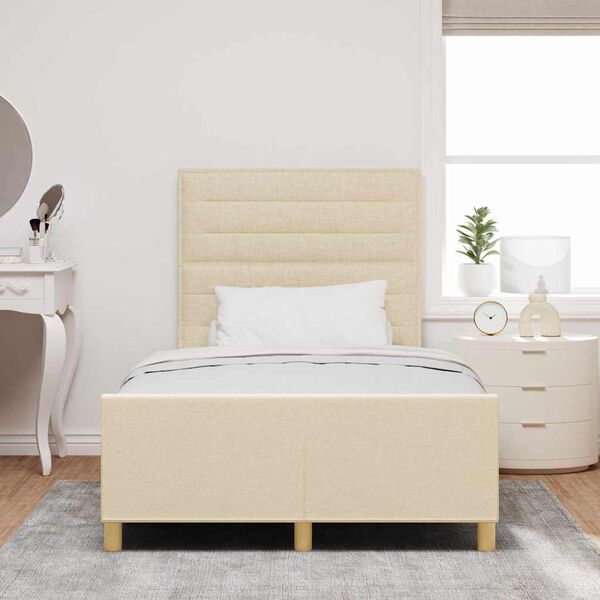 vidaXL Bedframe met hoofdeinde Cr&egrave;me 120 x 190 cm Stof