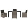 vidaXL Tuin eettafelset 5 pcs Grijs poly rattan