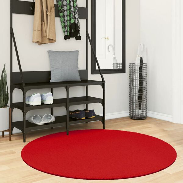 vidaXL Vloerkleed OVIEDO laagpolig &Oslash; 120 cm rood