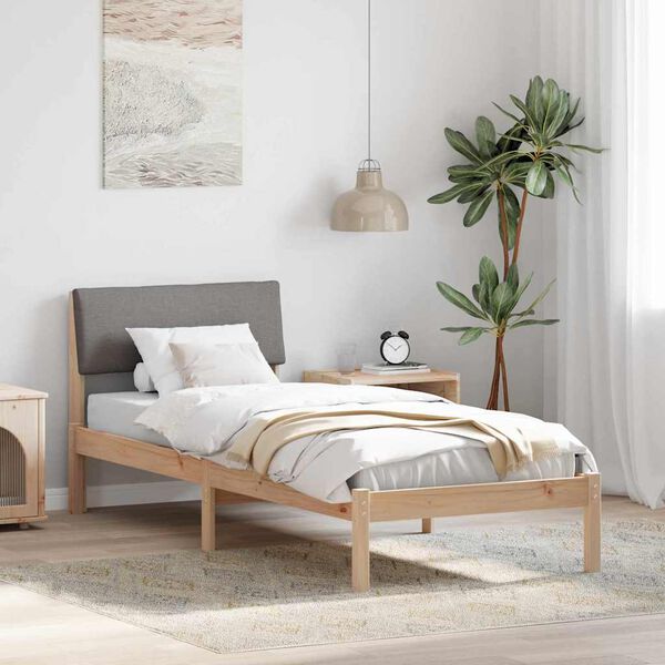 vidaXL Bedframe Bruin en taupe 80 x 200 cm Massief grenenhout