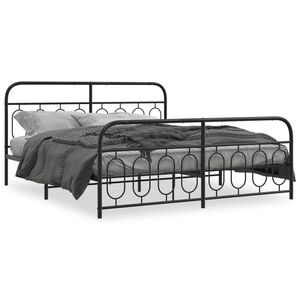 vidaXL Bedframe met hoofd- en voeteneinde metaal zwart 193x203 cm
