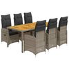 vidaXL 7-delige Bistroset met kussens poly rattan grijs