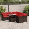 vidaXL 9-delige Loungeset met kussens poly rattan acacia bruin