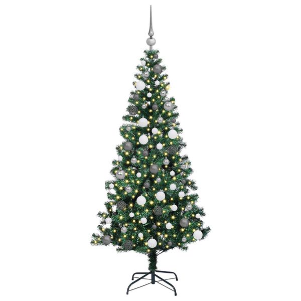 vidaXL Kunstmatig Voorverlicht Kerstboom Groen 180 cm PVC en Metaal