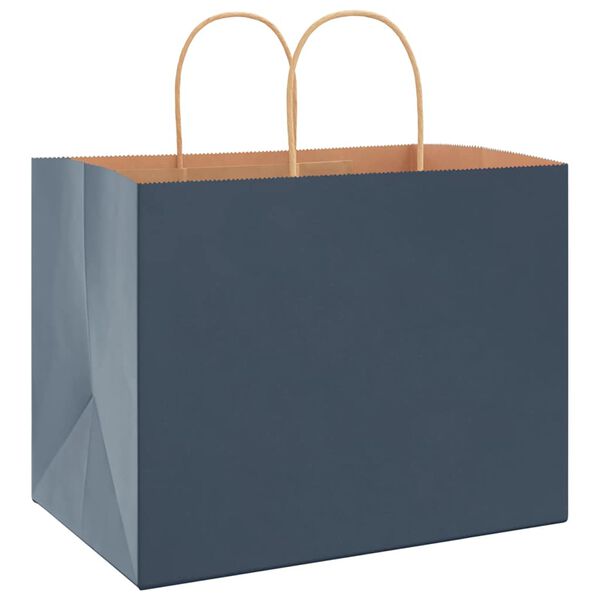 vidaXL Papieren zakken 250 st met hengsels 32x22x24 cm blauw