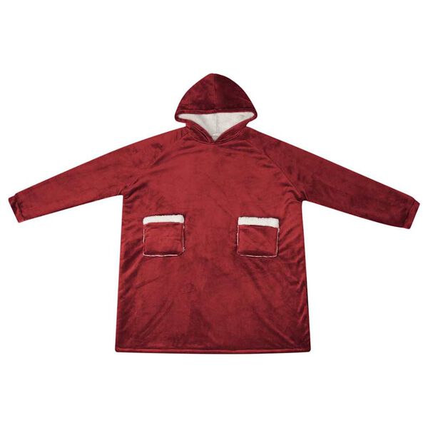 vidaXL Deken hoodie Bordeaux Rood s Fleece en Flanel