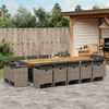 vidaXL 15-delige Tuinset met kussens poly rattan grijs