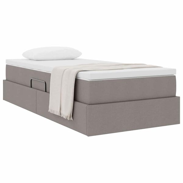 vidaXL Opslag bed met matras met matras Taupe 100 x 200 cm Polyester