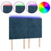 vidaXL Hoofdbord LED 144x5x118/128 cm fluweel donkerblauw