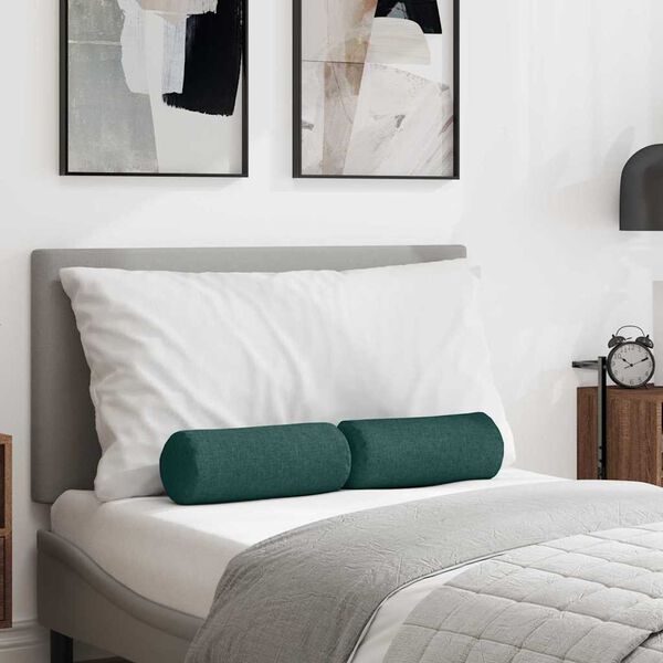 vidaXL Bolster Kussens 2 stuks Donkergroen Ø 15 x 40 cm Stof