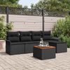 vidaXL Tuinbankenset met kussen 6 pcs Zwart poly rattan