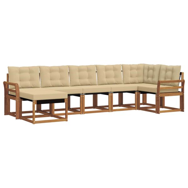vidaXL Buiten bankenset met kussen 7 pcs Natuurlijk en Beige
