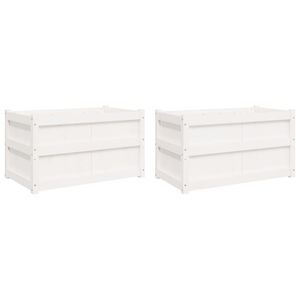vidaXL Plantenbakken 2 st cm massief grenenhout wit