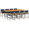 vidaXL 9-delige Tuinset met kussens poly rattan grijs