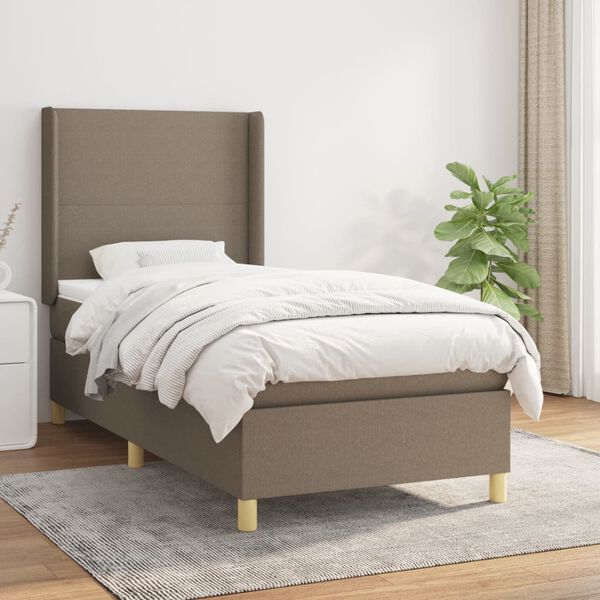 vidaXL Boxspring met matras stof taupe 100x200 cm