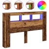 vidaXL Hoofdeinde met LED 160x18,5x103,5 cm bewerkt hout oud hout
