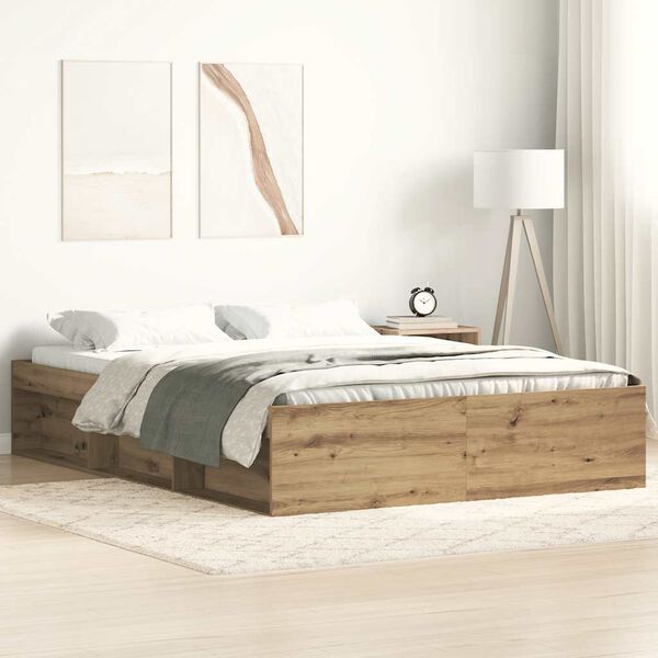 vidaXL Bedframe zonder matras spaanplaat artisanaal eikenkleurig