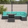 vidaXL Tuin Sofa Set met opslag 7 pcs Zwart en Blauw poly rattan
