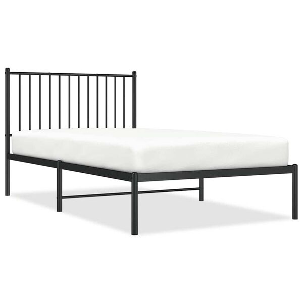 vidaXL Bedframe met hoofdbord metaal zwart 100x190 cm
