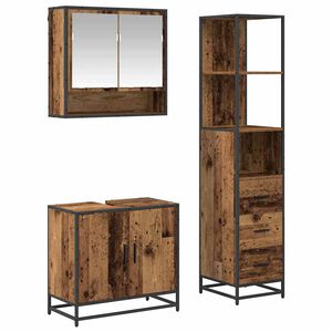 vidaXL Badkamermeubelset met lade 3 pcs Oud Hout Bewerkt hout