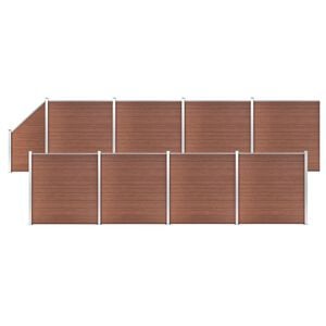 vidaXL Schuttingset 8 vierkant en 1 schuin 1484x186 cm HKC bruin