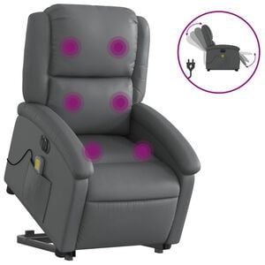 vidaXL Sta-op-massagestoel elektrisch kunstleer grijs